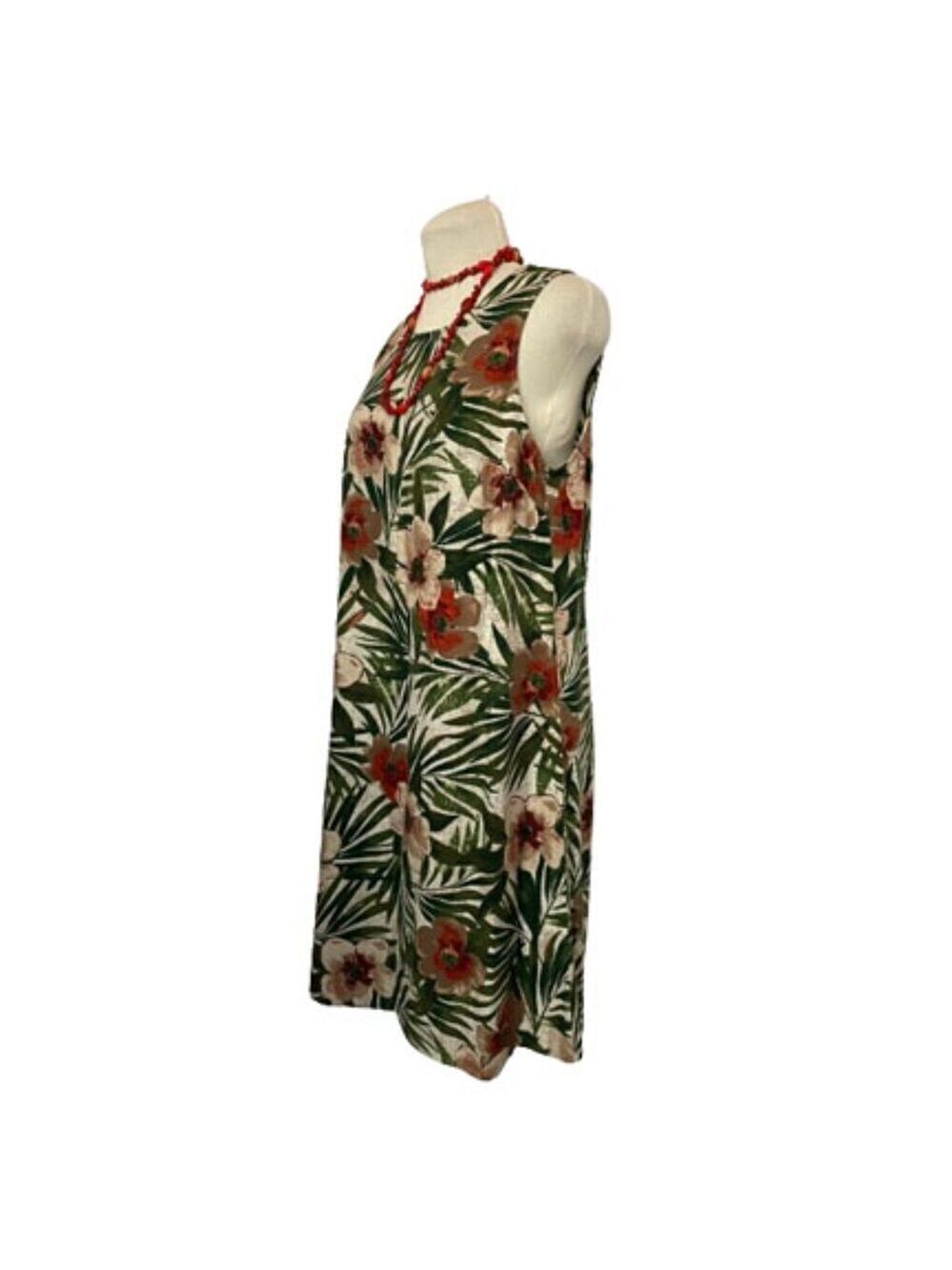 Anne Klein Floral Tropical Green Print Sleeveless Dress Size 6